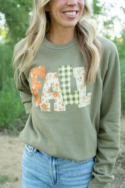 Fall Floral 'Fall' Adult Crewneck