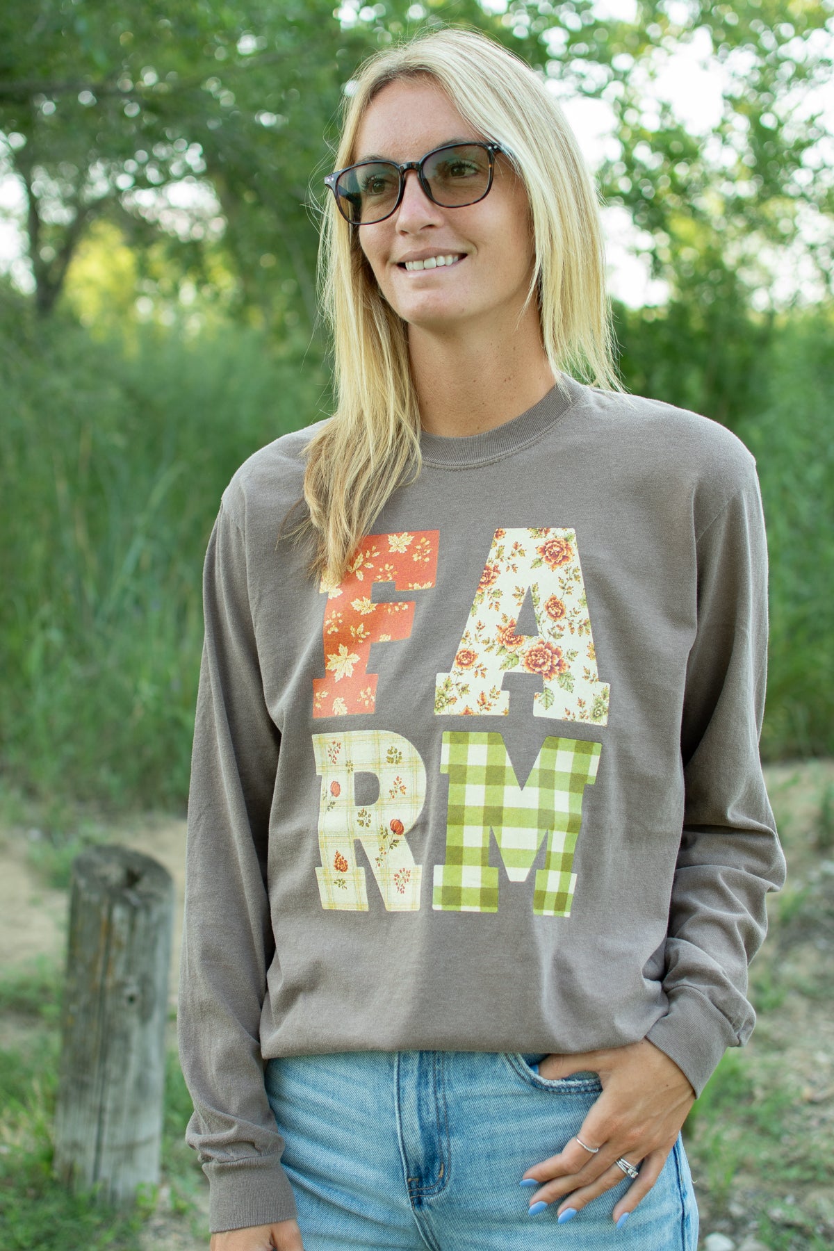 Fall Floral 'Farm' Adult Long Sleeve