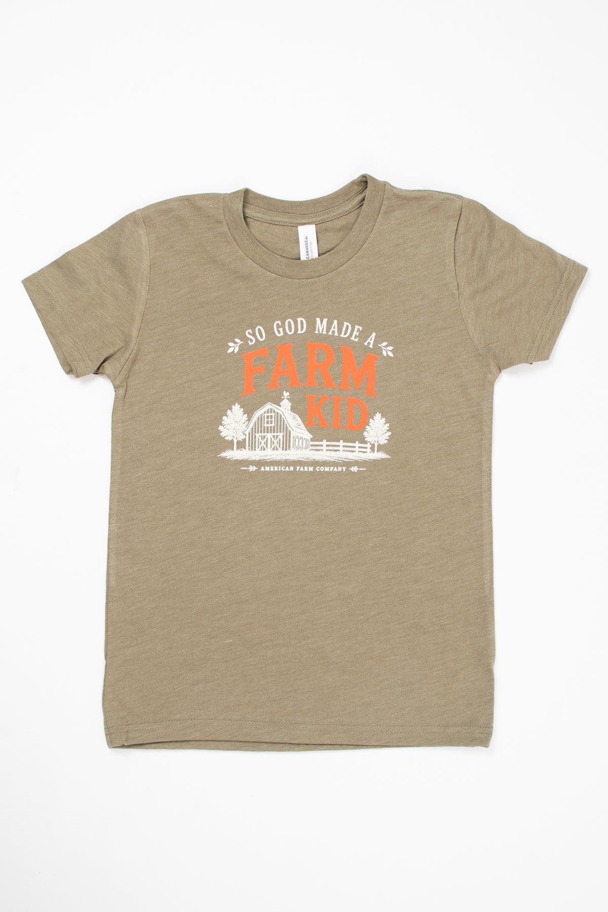 Fall 'So God Made a Farm Kid' Toddler/Youth T-Shirt - Olive