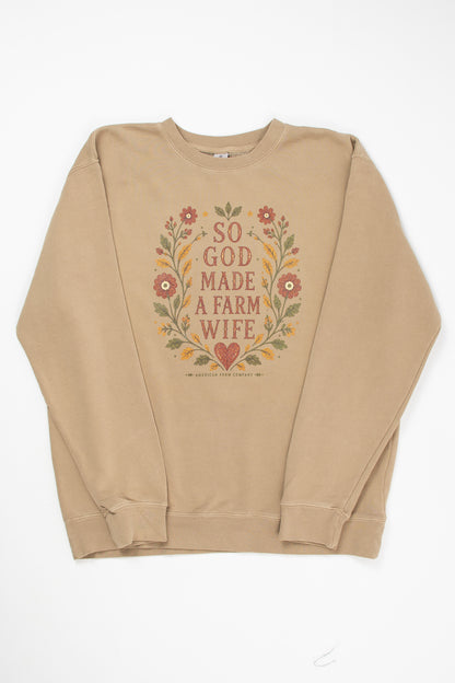 Fall 'So God Made a Farm Wife' Adult Crewneck