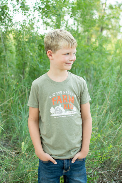 Fall 'So God Made a Farm Kid' Toddler/Youth T-Shirt - Olive