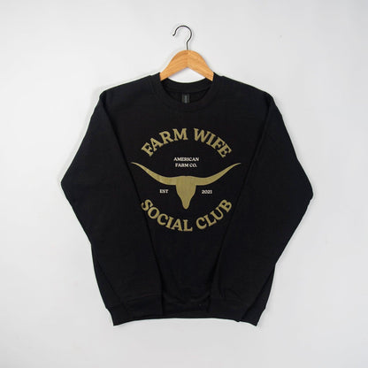 Farm Wife Social Club Black Crewneck - American Farm Company