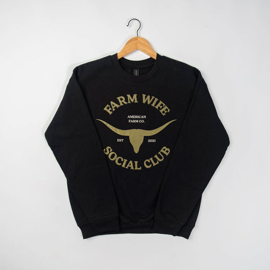 Farm Wife Social Club Black Crewneck - American Farm Company