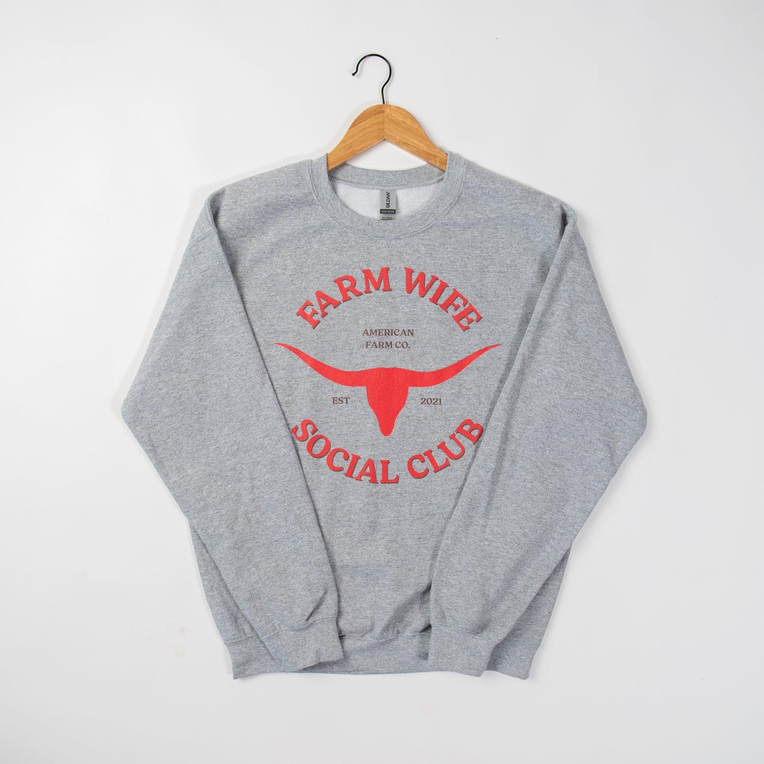 Farm Wife Social Club Grey Crewneck - American Farm Company