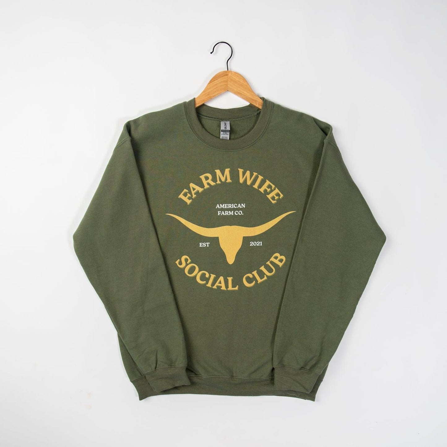 Farm Wife Social Club Olive Crewneck - American Farm Company