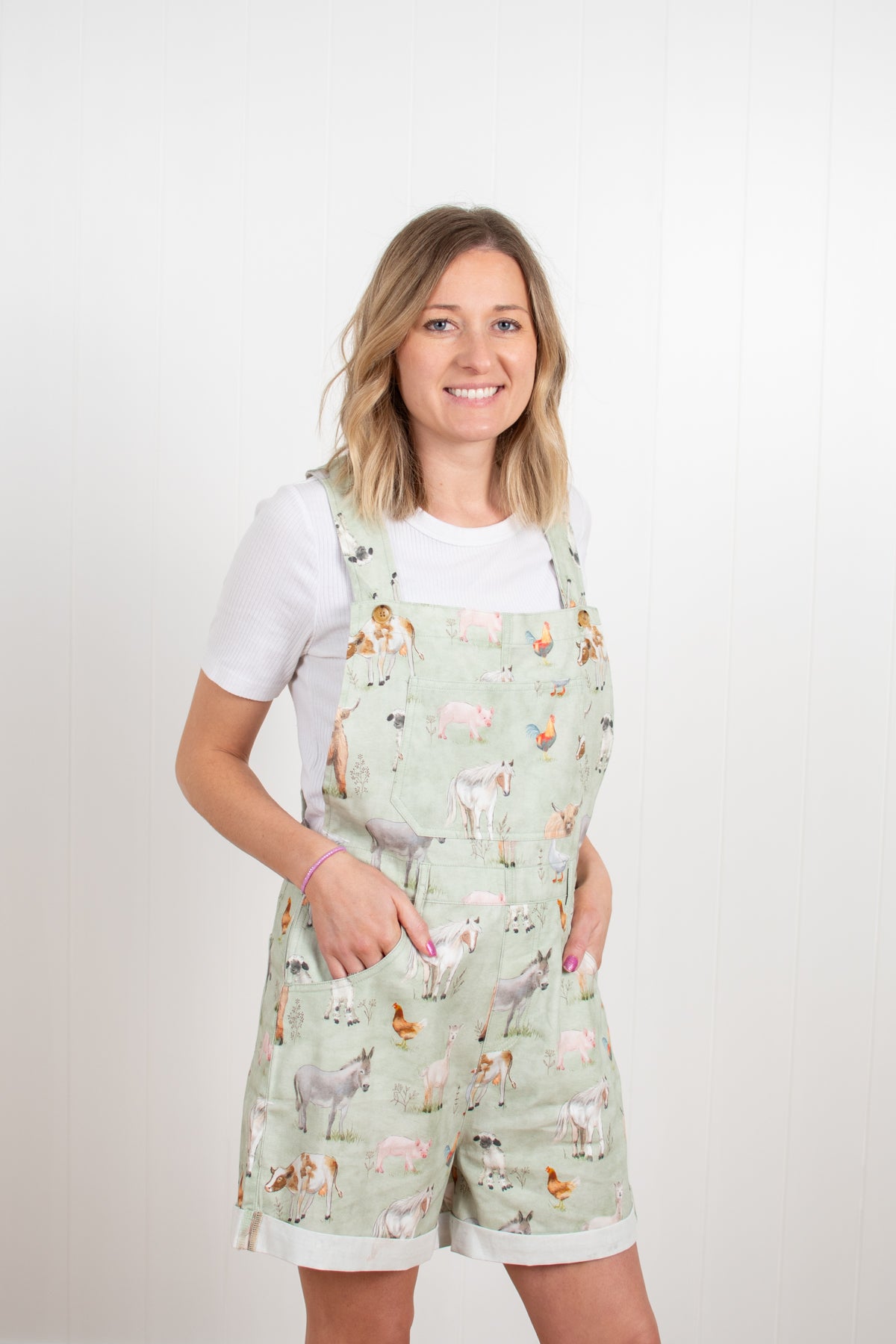 Farm Animals Print Shortalls