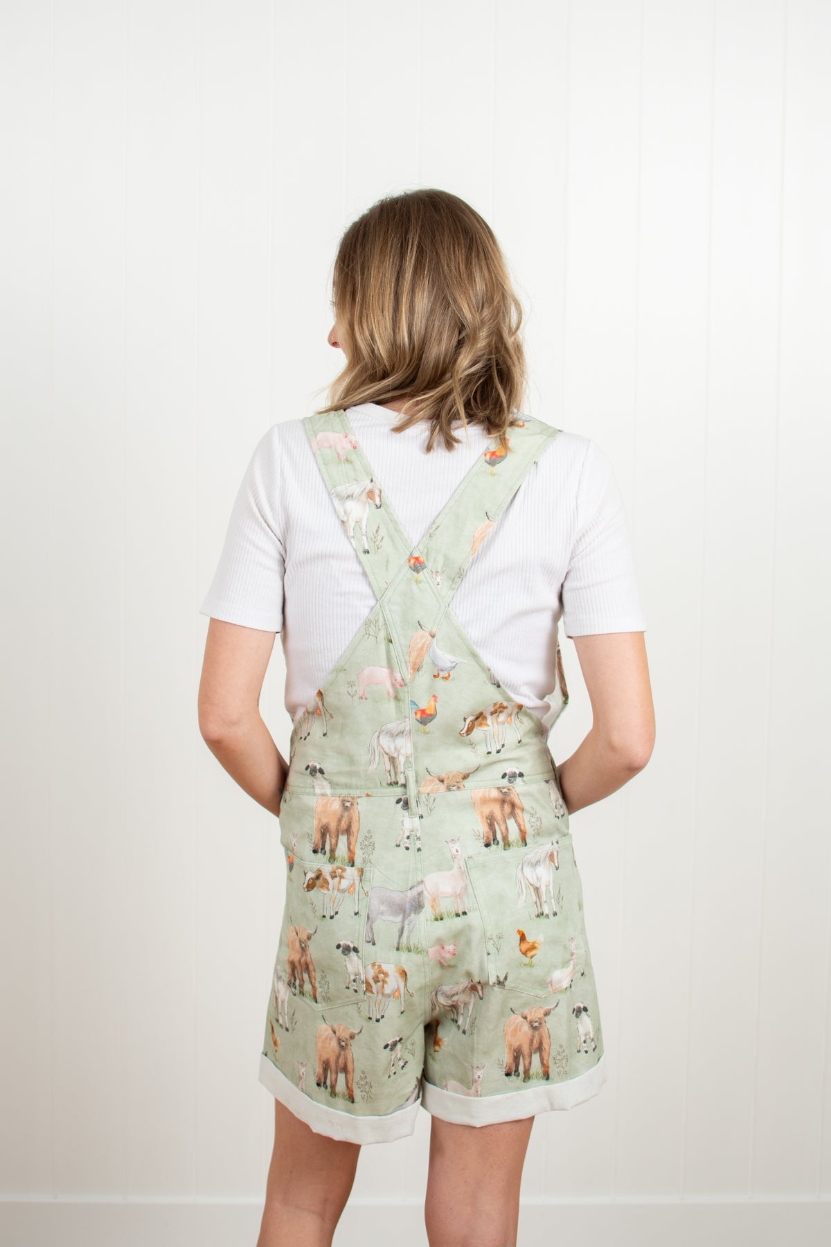 Farm Animals Print Shortalls