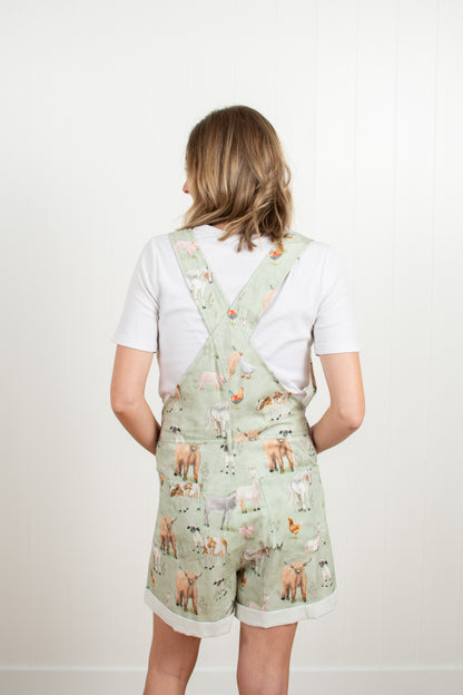 Farm Animals Print Shortalls
