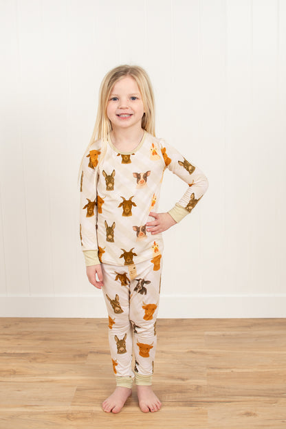 Farm Animals Toddler/Youth Bamboo Pajama Set