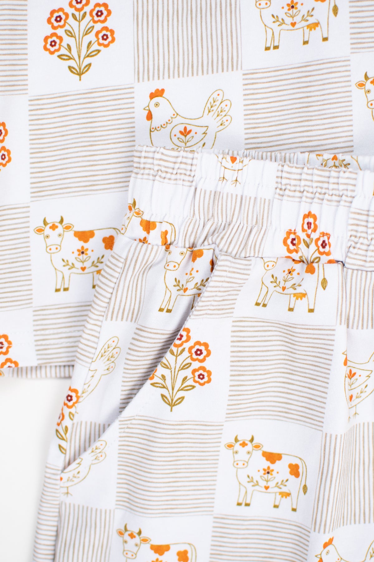 Farm Folk Floral Adult 2-Piece Cotton Pajama Short Set *Preorder*
