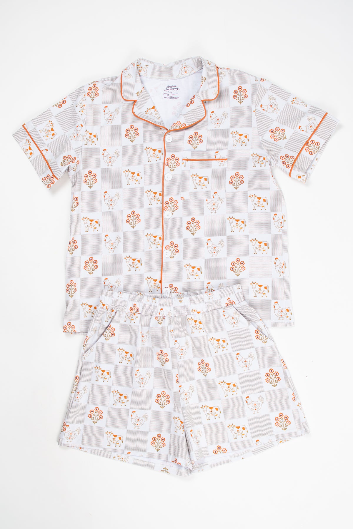 Farm Folk Floral Adult 2-Piece Cotton Pajama Short Set *Preorder*