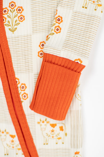 Farm Folk Floral Ribbed Cotton Baby Zippy *Preorder*
