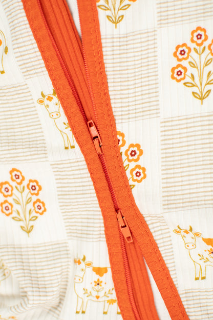 Farm Folk Floral Ribbed Cotton Baby Zippy *Preorder*