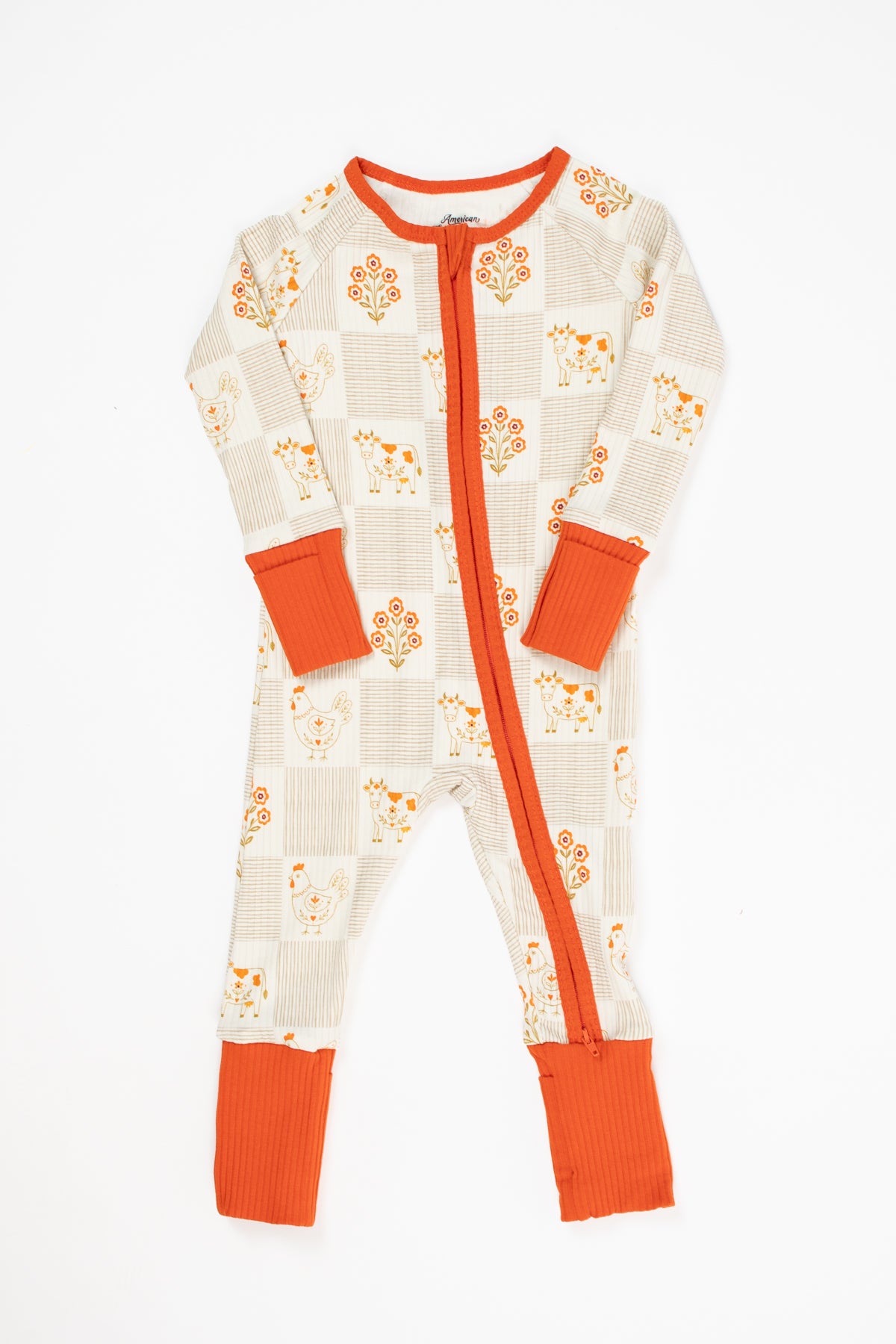 Farm Folk Floral Ribbed Cotton Baby Zippy *Preorder*