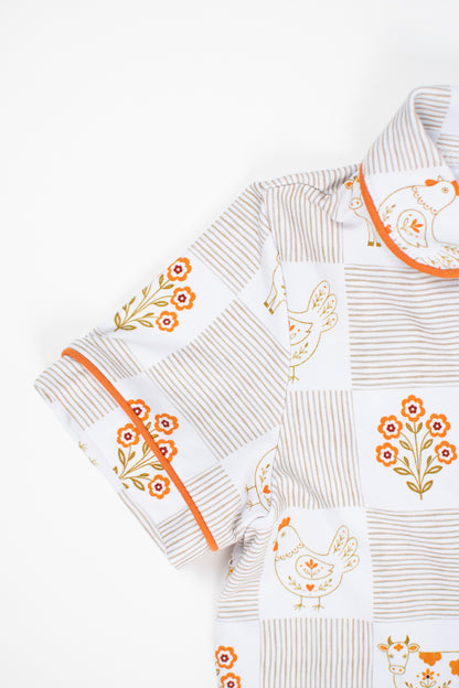 Farm Folk Floral Toddler/Youth Cotton Pajama Short Set *Preorder*