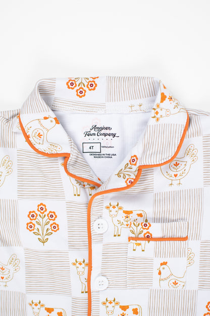 Farm Folk Floral Toddler/Youth Cotton Pajama Short Set *Preorder*