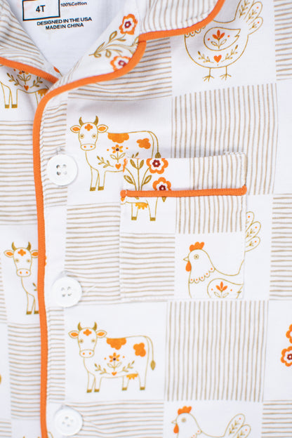 Farm Folk Floral Toddler/Youth Cotton Pajama Short Set *Preorder*