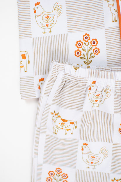 Farm Folk Floral Toddler/Youth Cotton Pajama Short Set *Preorder*