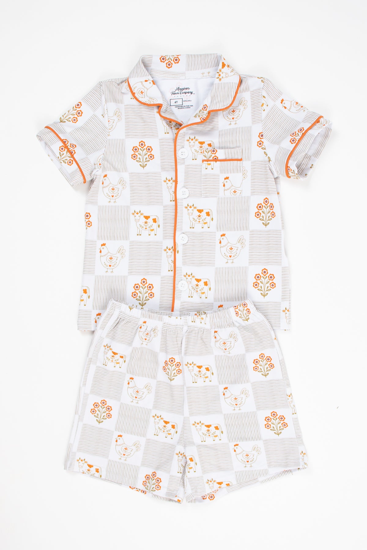 Farm Folk Floral Toddler/Youth Cotton Pajama Short Set *Preorder*
