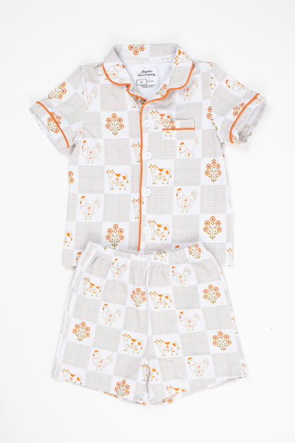 Farm Folk Floral Toddler/Youth Cotton Pajama Short Set *Preorder*