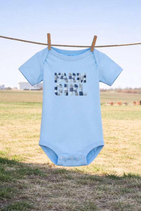 'Farm Girl' Blue Onesie