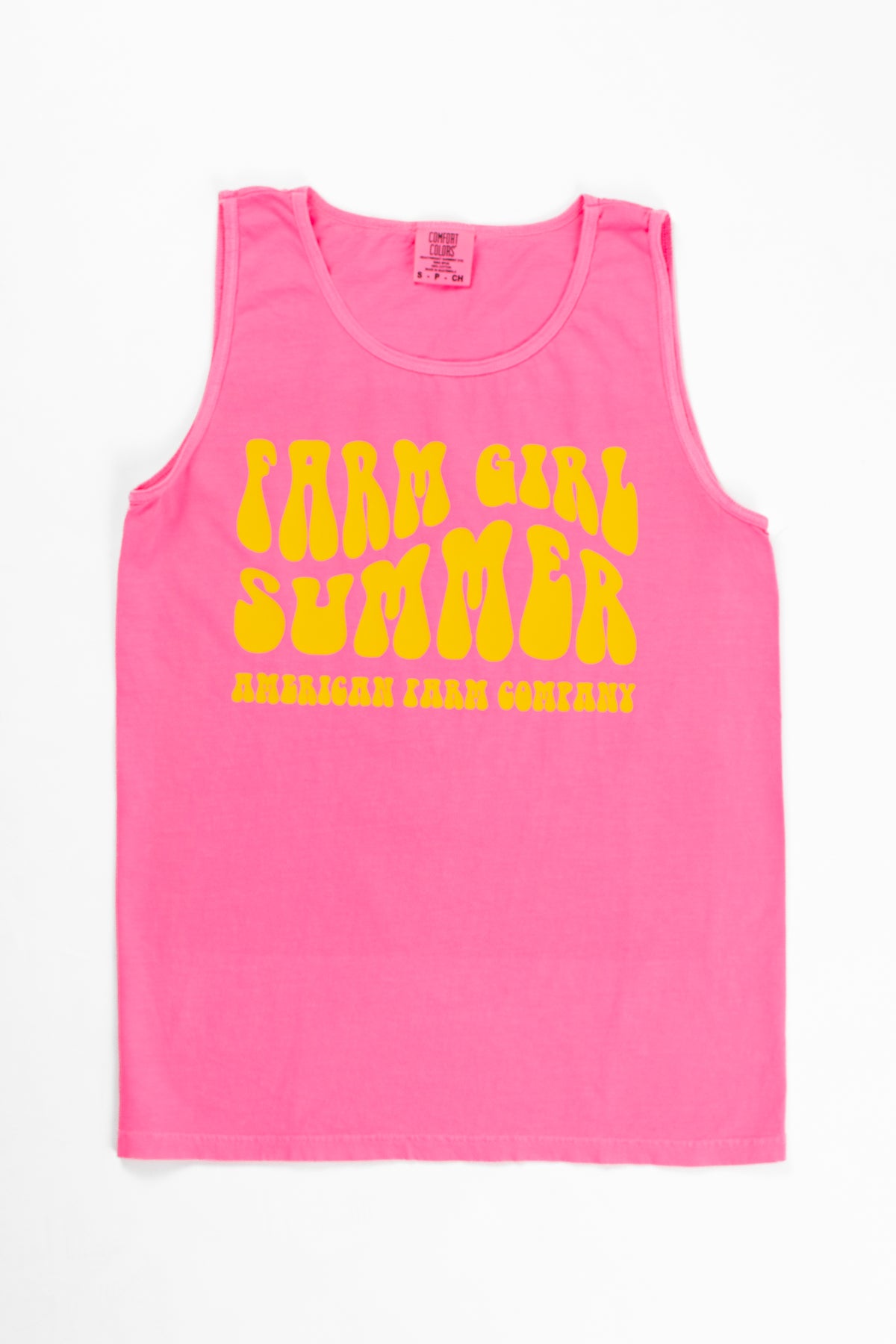 'Farm Girl Summer' Neon Pink Tank Top