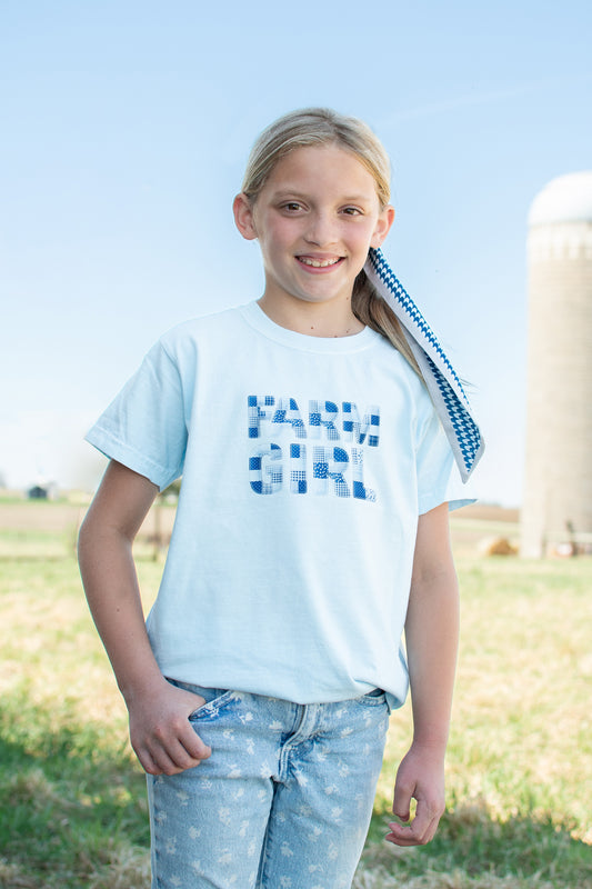 'Farm Girl' Toddler/Youth Blue Tee