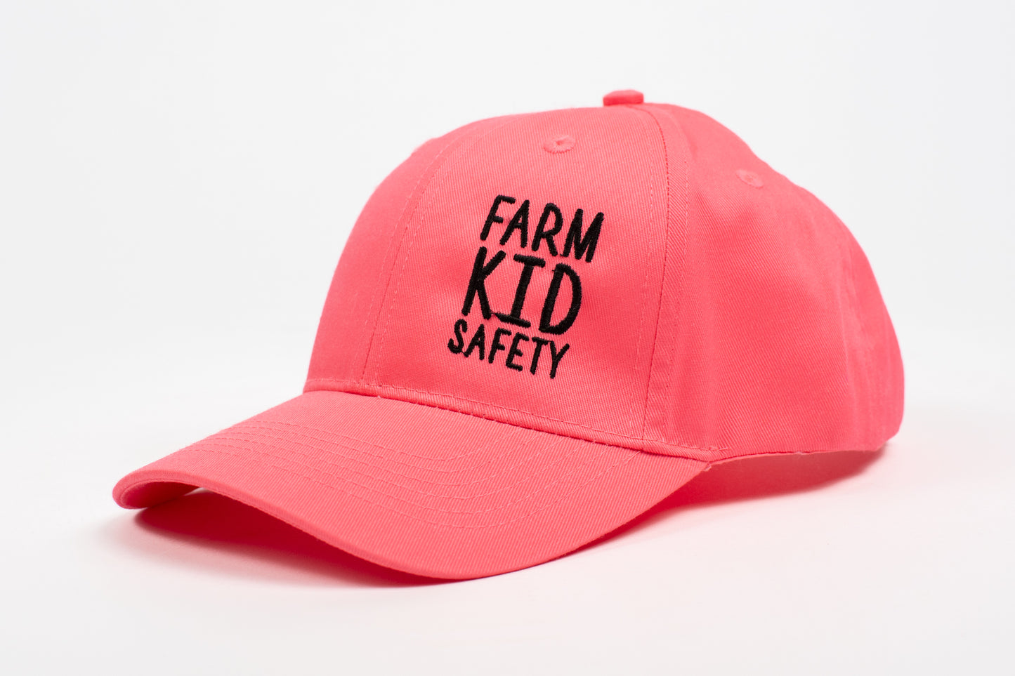 'Farm Kid Safety' Embroidered Neon Pink Youth Hat