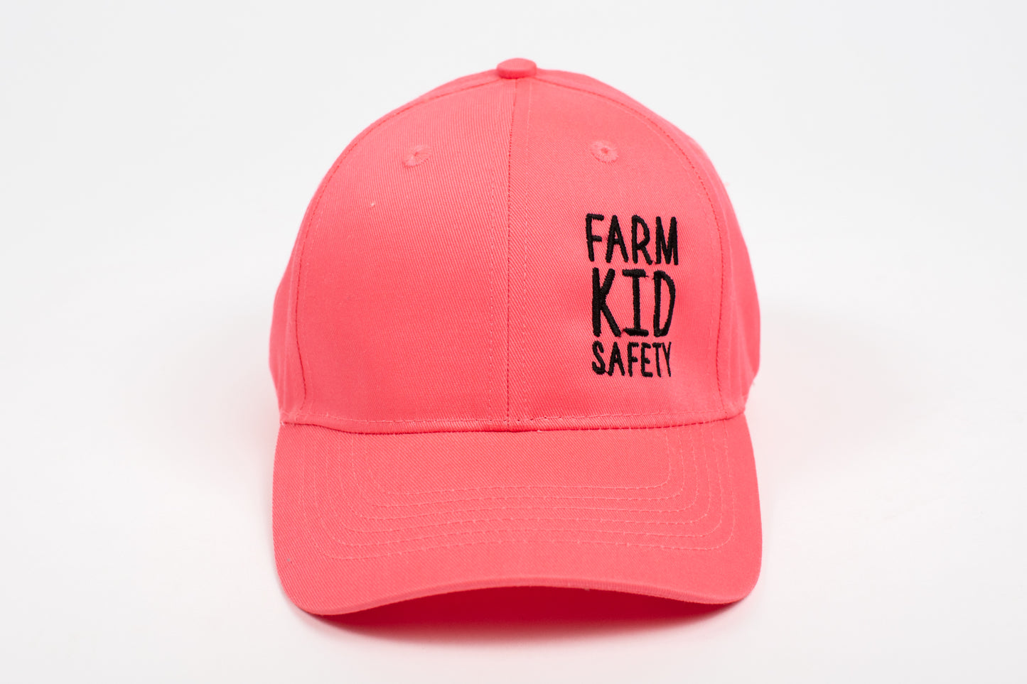 'Farm Kid Safety' Embroidered Neon Pink Youth Hat