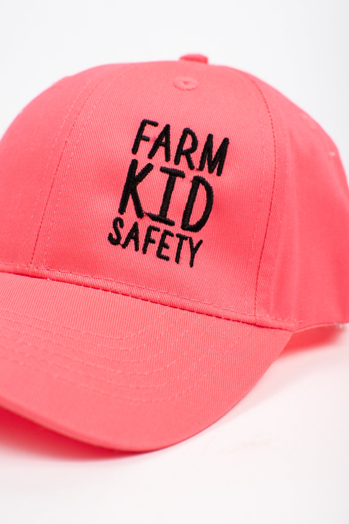 'Farm Kid Safety' Embroidered Neon Pink Youth Hat