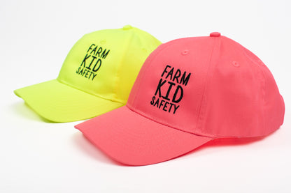 'Farm Kid Safety' Embroidered Neon Pink Youth Hat