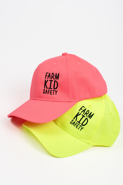 'Farm Kid Safety' Embroidered Neon Pink Youth Hat