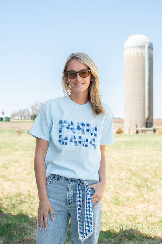'Farm Mama' Blue Tee