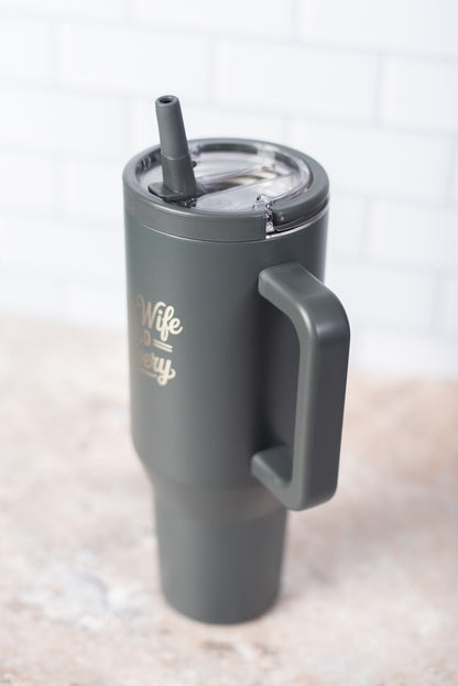 'Farm Wife Field Delivery' 40oz Water Tank Tumbler - Charcoal