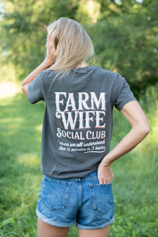 'Farm Wife Social Club' Charcoal Tee