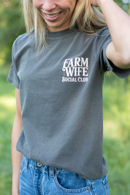 'Farm Wife Social Club' Charcoal Tee