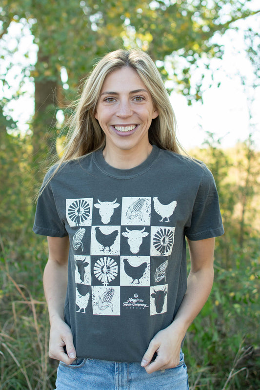 Farm Checkers Grey Tee