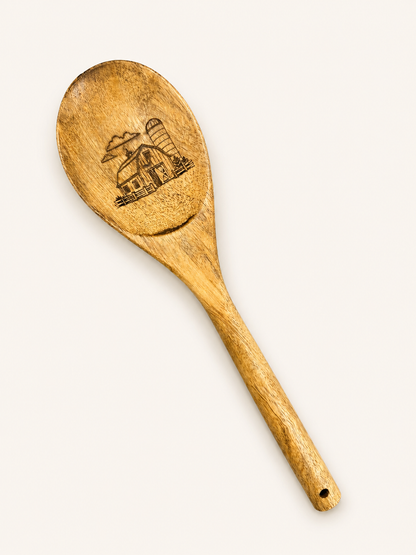 Farm Engraved Wooden Spoon
