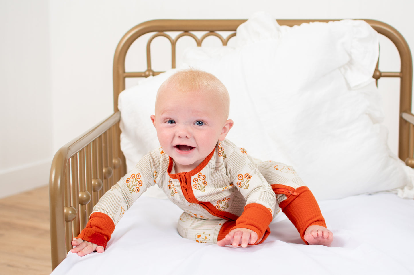 Farm Folk Floral Ribbed Cotton Baby Zippy *Preorder*