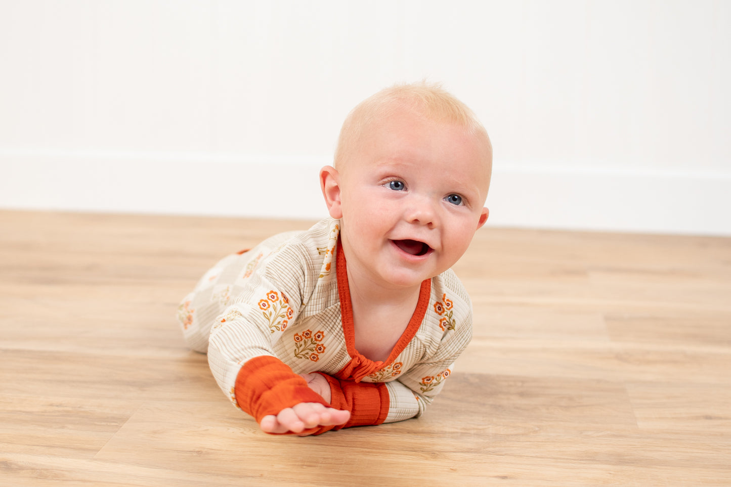 Farm Folk Floral Ribbed Cotton Baby Zippy *Preorder*