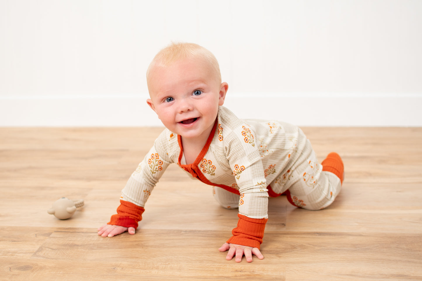Farm Folk Floral Ribbed Cotton Baby Zippy *Preorder*