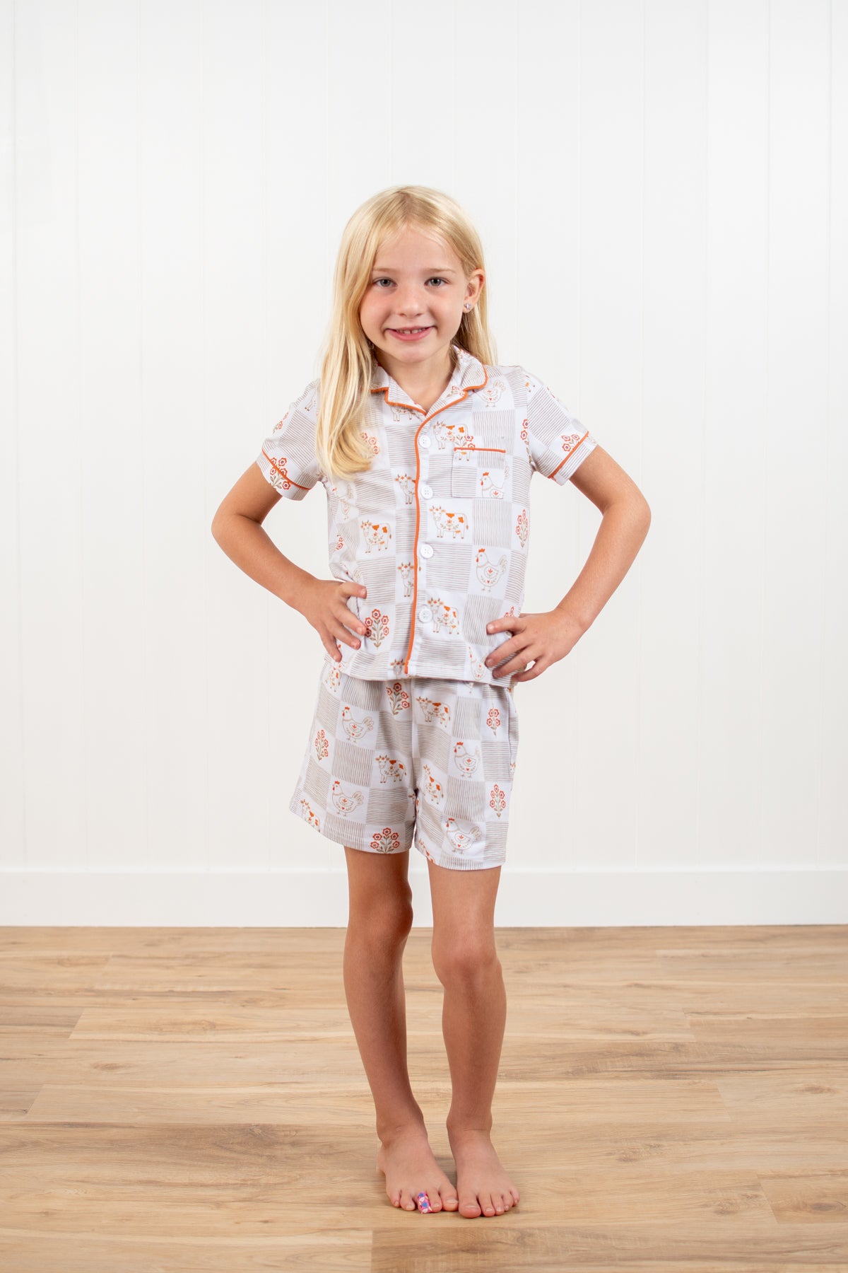Farm Folk Floral Toddler/Youth Cotton Pajama Short Set *Preorder*