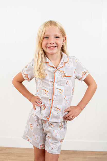 Farm Folk Floral Toddler/Youth Cotton Pajama Short Set *Preorder*