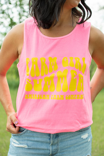 Farm Girl Summer' Neon Pink Tank Top