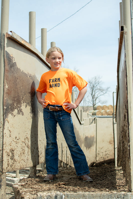 'Farm Hand' Safety Orange Youth Tee
