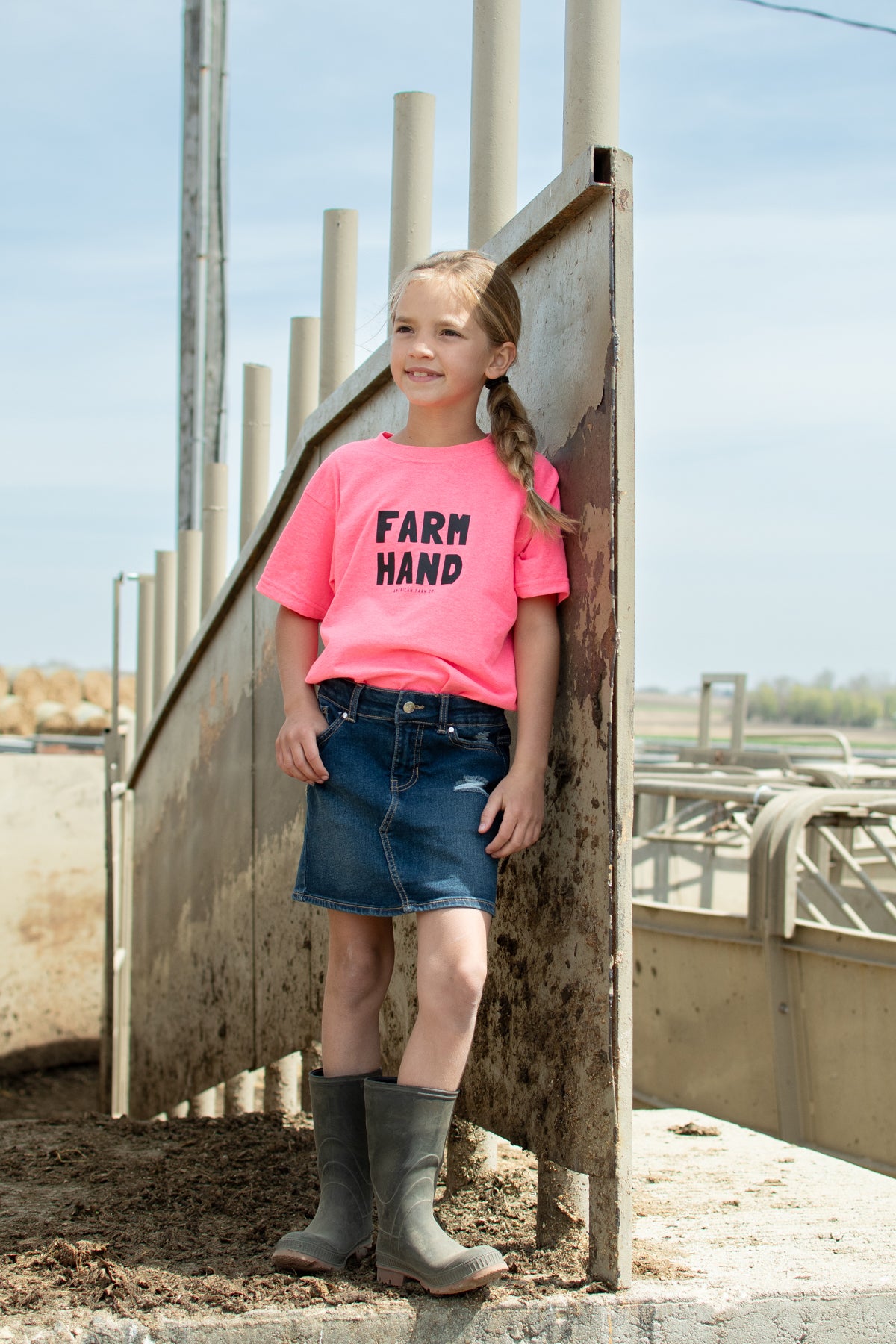 Farm Hand' Safety Pink Youth Tee