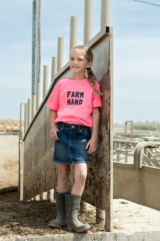 'Farm Hand' Safety Pink Youth Tee