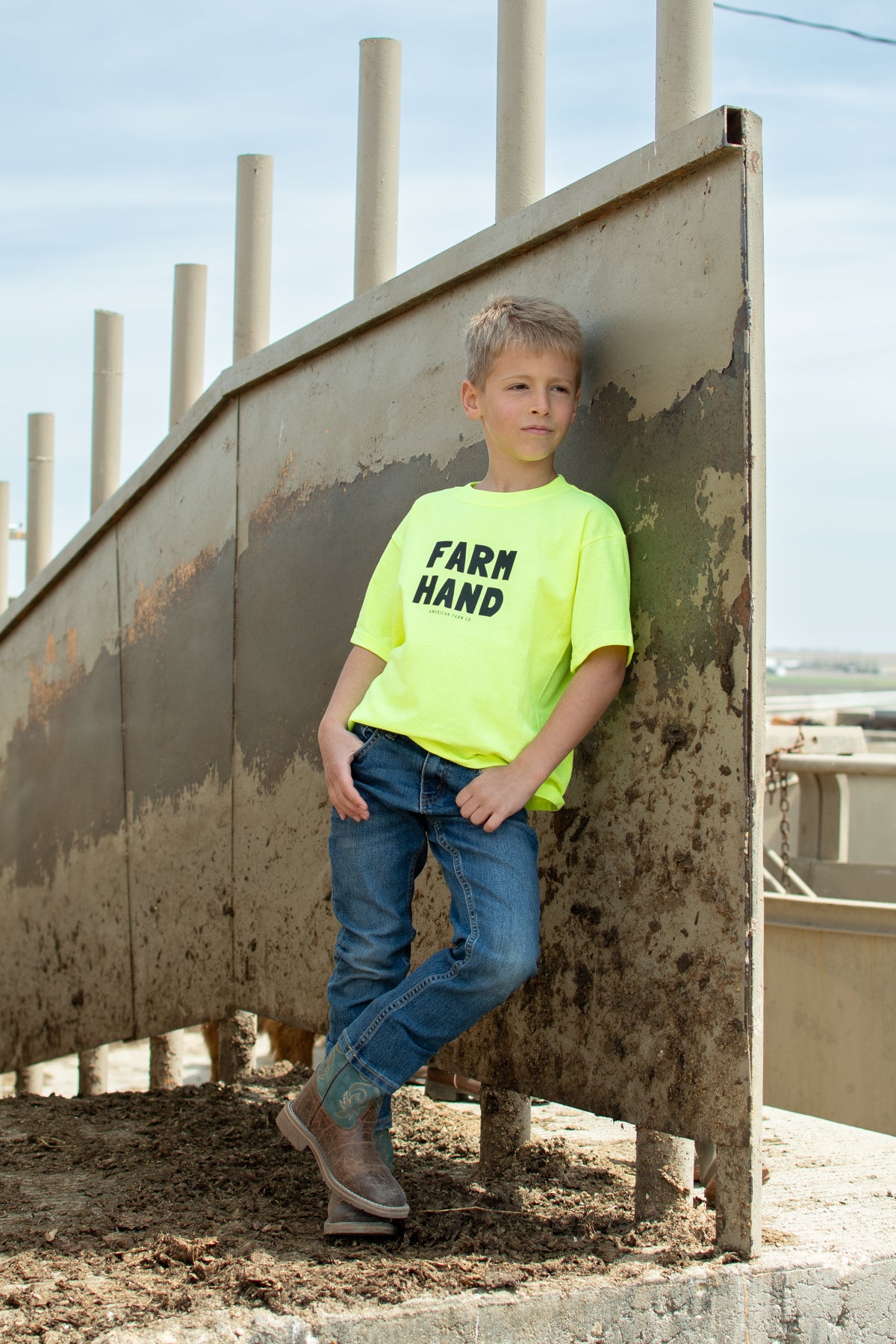 'Farm Hand' Safety Yellow Youth Tee