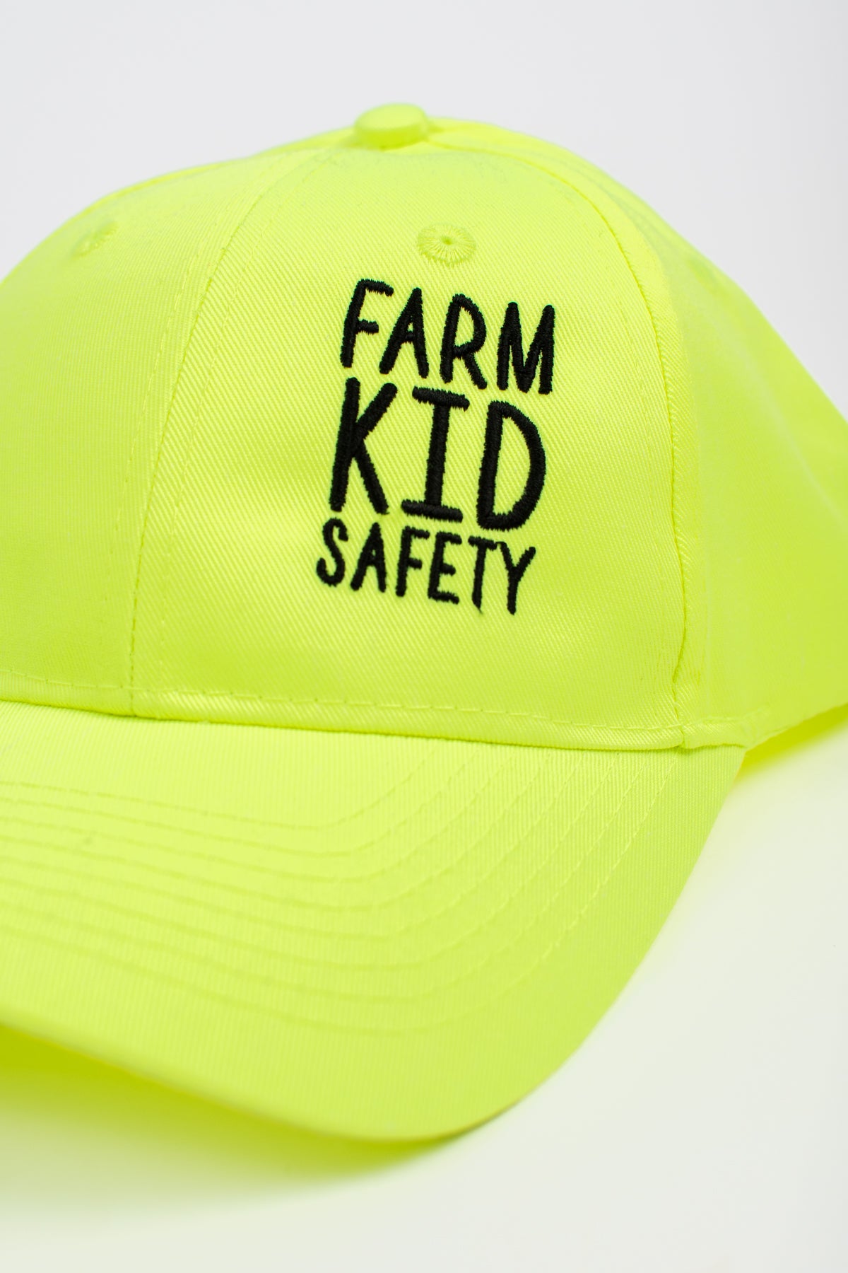 'Farm Kid Safety' Embroidered Neon Yellow Youth Hat
