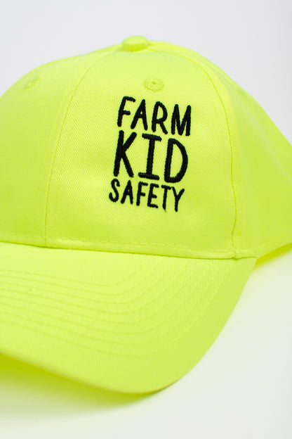 'Farm Kid Safety' Embroidered Neon Yellow Youth Hat